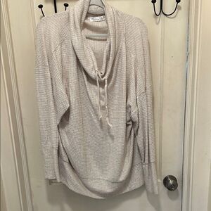 89th & Madison Cream Waffle Cowl Neck Sweater